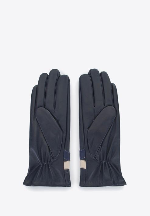 Mănuși damă din piele contrastante, negru - bleumarin, 39-6-645-GC-S, Fotografie 2