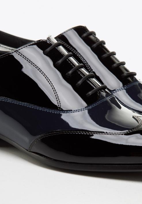 Pantofi bărbați Oxford din piele lacuită în două nuanțe, negru - bleumarin, 96-M-503-13-43, Fotografie 7