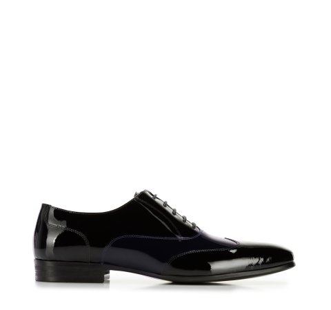 Pantofi bărbați Oxford din piele lacuită în două nuanțe, negru - bleumarin, 96-M-503-13-44, Fotografie 1