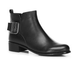 Botine din piele cu cataramă, negru, 91-D-954-1-35, Fotografie 1