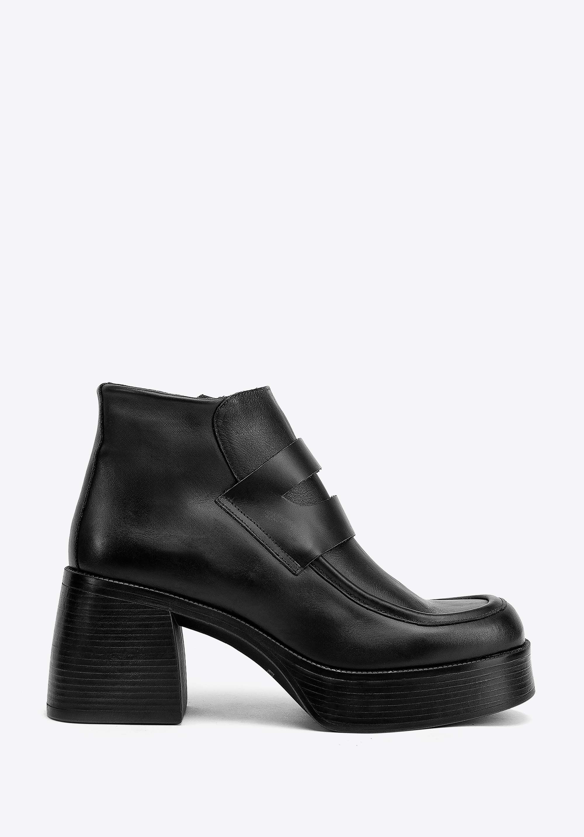 Botine din piele de damă cu platformă, negru, 99-D-306-1-40, Fotografie 1