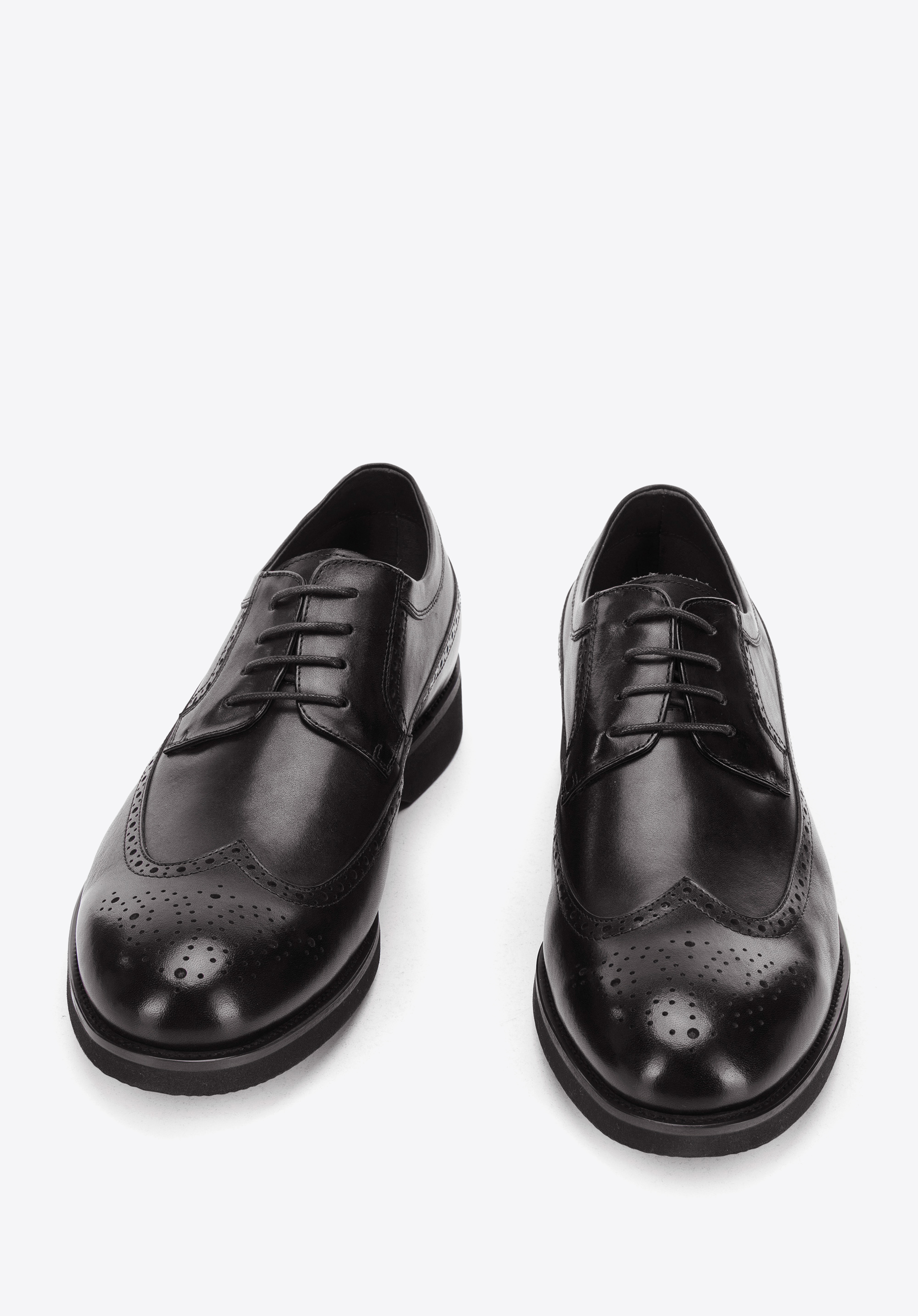 Brogue barbati din piele cu cusaturi orizontale pe talpa usoara, negru, 94-M-511-1-42, Fotografie 1