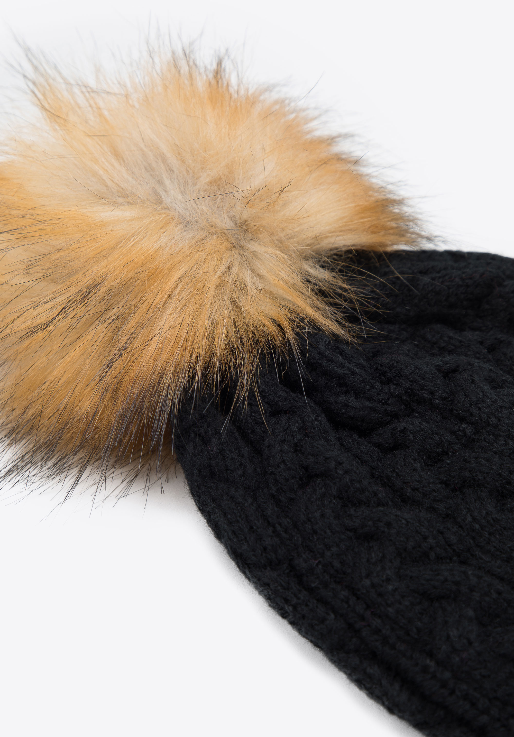 Căciulă de damă cu împletitură densă, negru, 95-HF-016-1, Fotografie 1