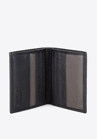 Bărbați portofel din piele fără închidere, vertical, negru - cenușiu, 26-1-423-18, Fotografie 1