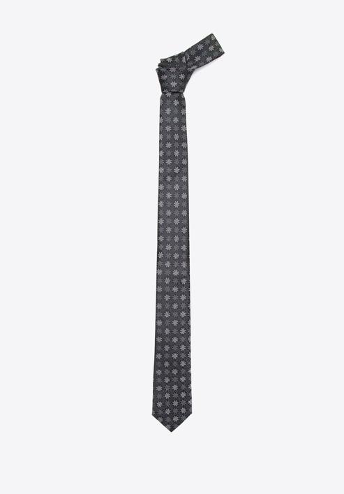 Cravată din mătase cu model, negru - cenușiu, 97-7K-001-X4, Fotografie 2