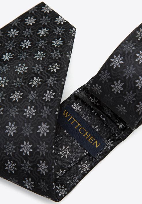 Cravată din mătase cu model, negru - cenușiu, 97-7K-001-X5, Fotografie 4