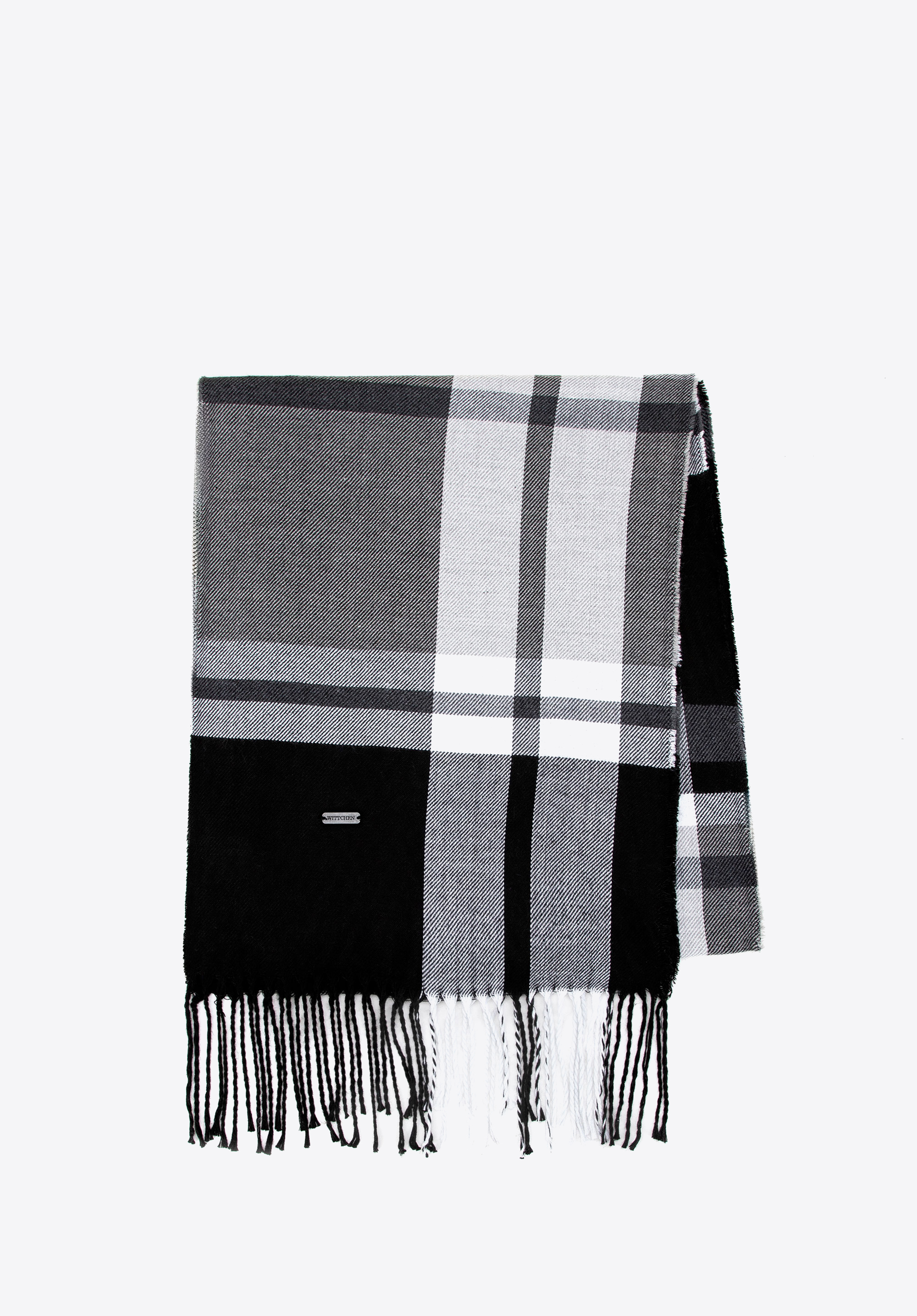 Eșarfă în carouri pentru bărbați, negru - cenușiu, 101-7F-100-18, Fotografie 1