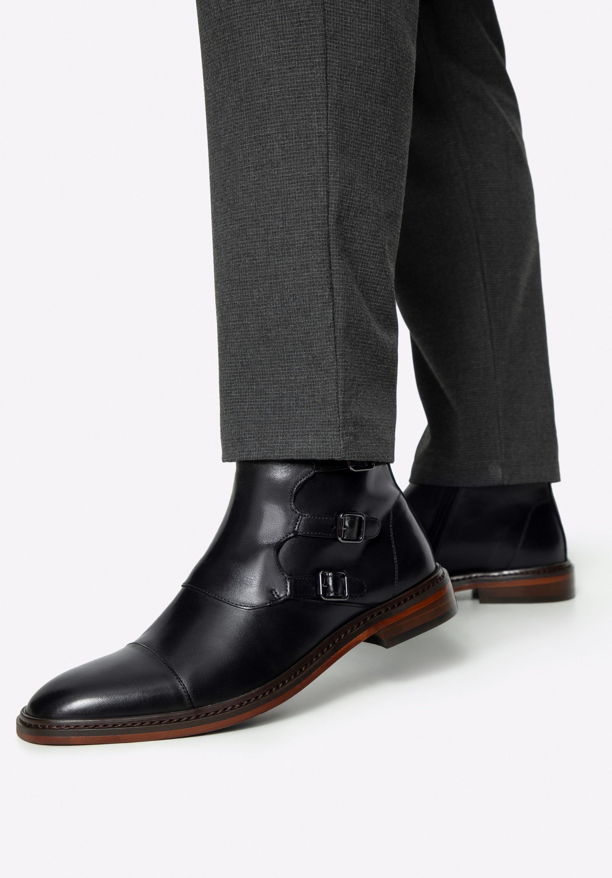 Cizme călugăr din piele pentru bărbați, negru, 99-M-509-1-41, Fotografie 1