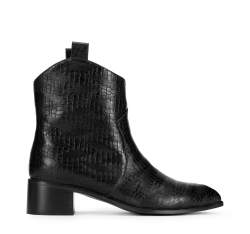 Cizme cowboy damă din piele croco, negru, 95-D-502-1-35, Fotografie 1