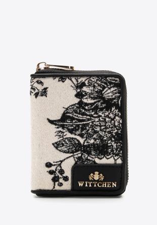 Mini portofel de dama cu model, negru-crem, 97-1E-503-X1, Fotografie 1