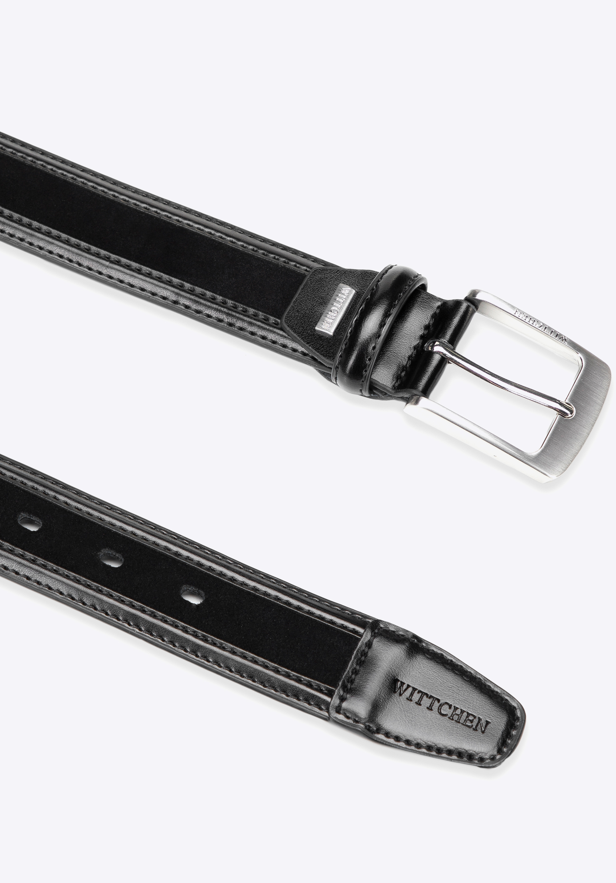 Curea bărbătească din piele cu două texturi, negru, 101-8M-216-1-L, Fotografie 1