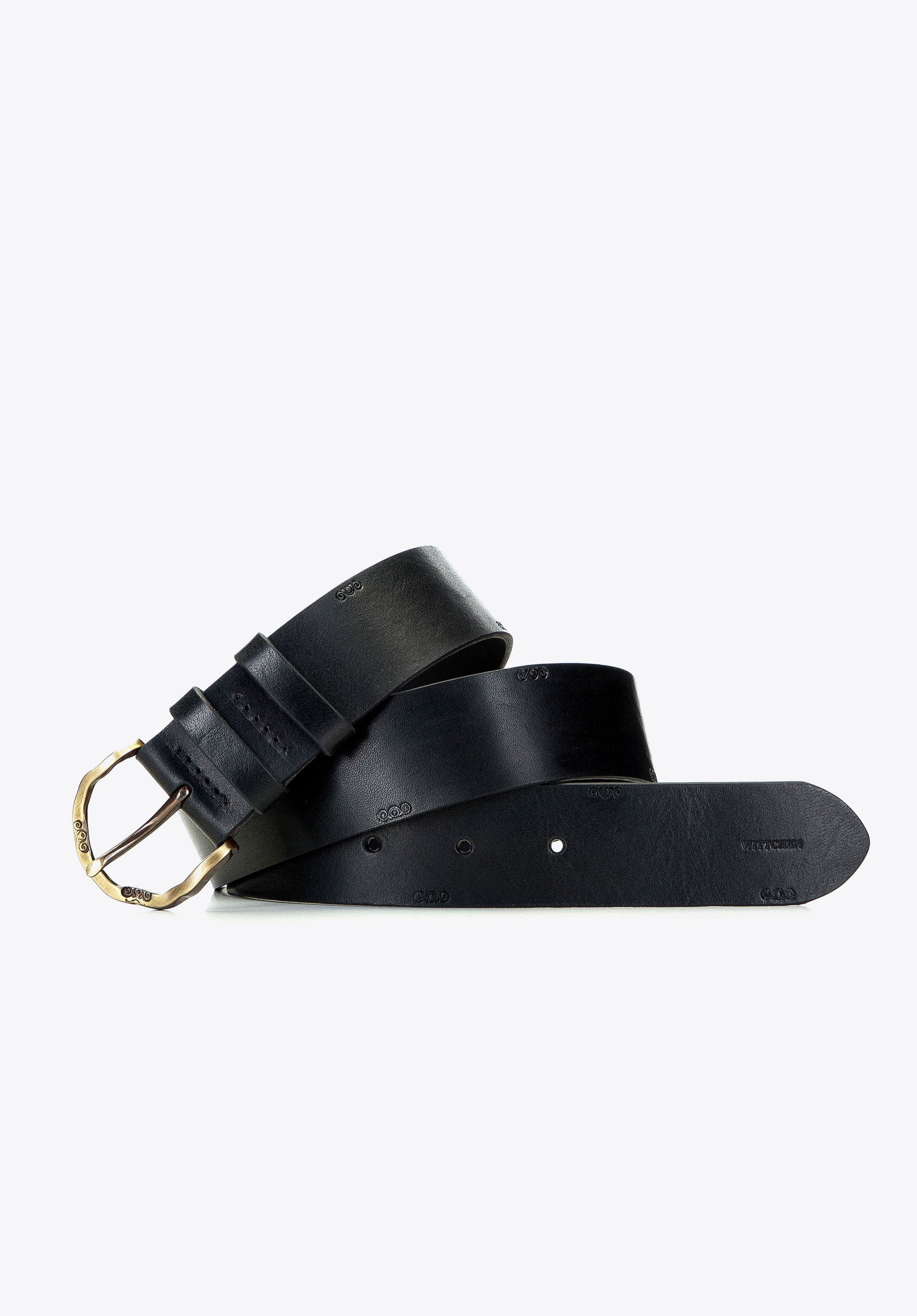 Curea de dama din piele cu ornament in embosare, negru, 93-8D-201-1-XL, Fotografie 1