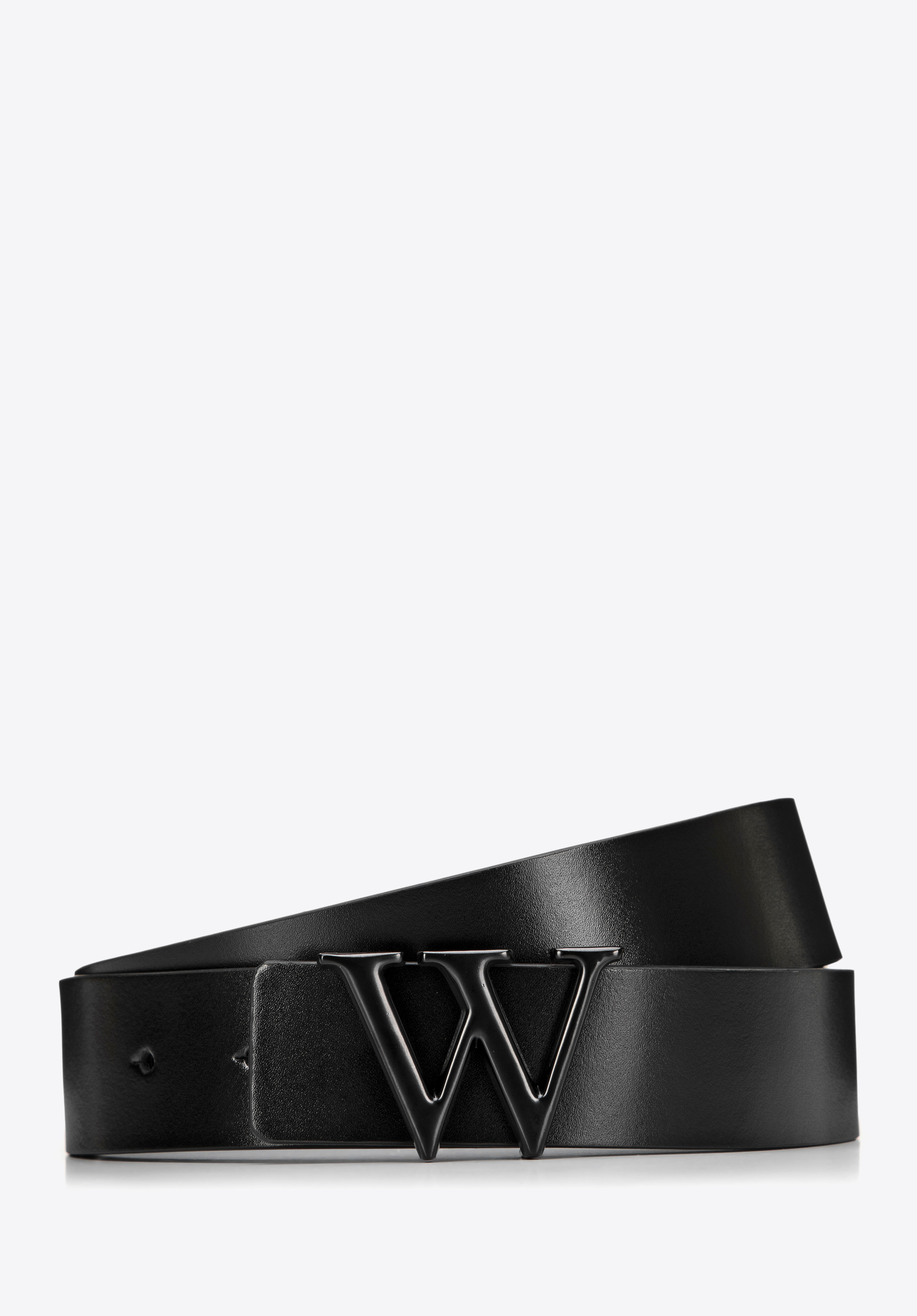Curea din piele pentru bărbați cu cataramă în formă de „W”, negru, 99-8M-130-1-10, Fotografie 1