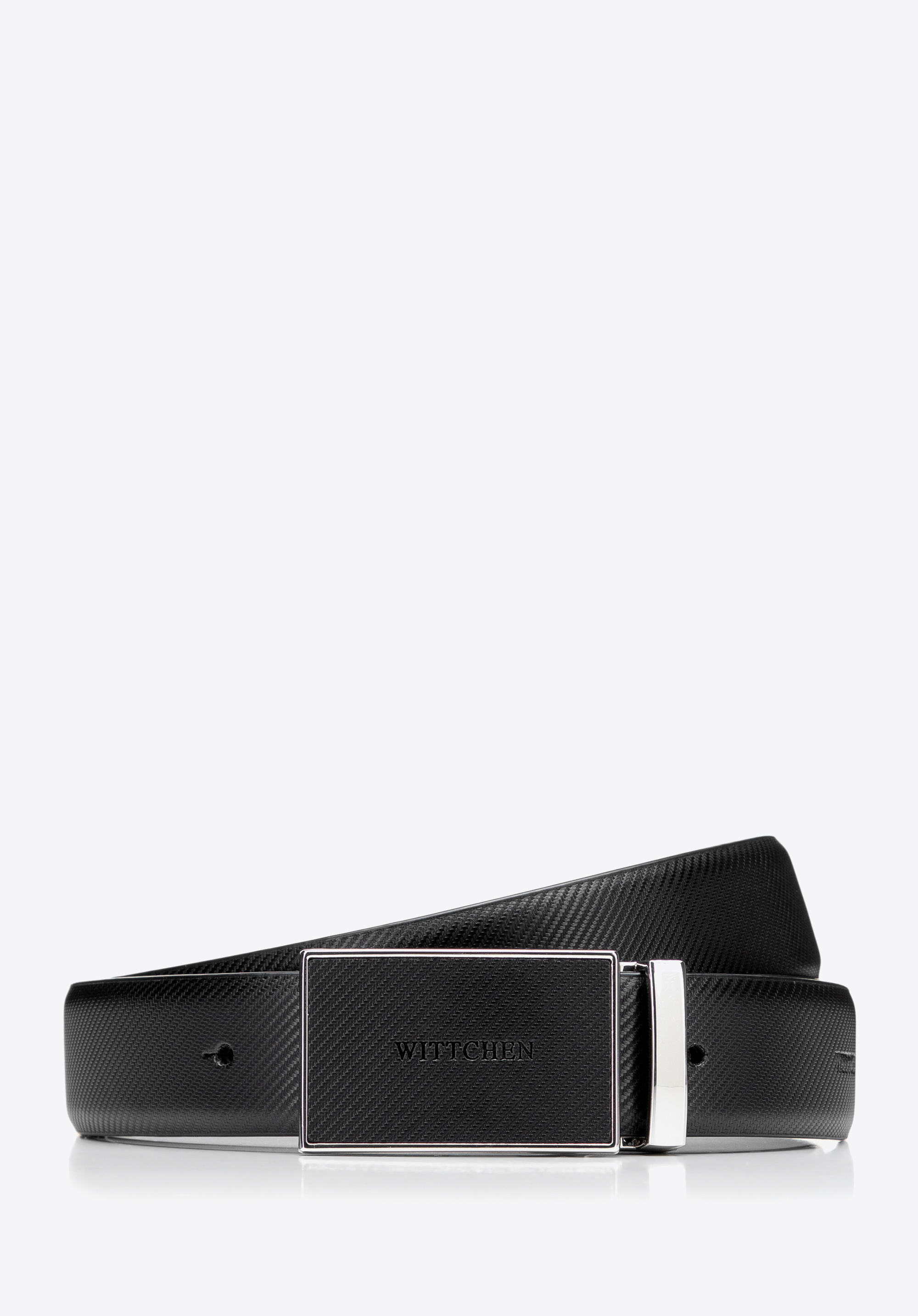 Curea din piele texturată pentru bărbați, negru, 101-8M-218-1-S, Fotografie 1