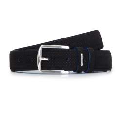 Cureaua barbateasca din piele velur perforata, negru, 92-8M-370-1-10, Fotografie 1