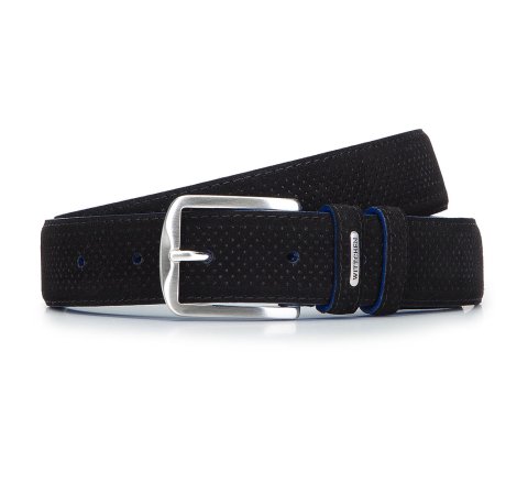 Cureaua barbateasca din piele velur perforata, negru, 92-8M-370-4-12, Fotografie 1