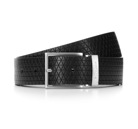 Cureaua pentru barbati cu embosare geometric, negru, 93-8M-103-7-13, Fotografie 1