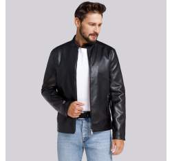 Geacă bărbătească din piele ecologică perforată, negru, 94-9P-152-1-2XL, Fotografie 1