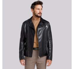 Geacă bărbătească ramones cu fermoar oblic, clasică, negru, 94-9P-150-1-3XL, Fotografie 1
