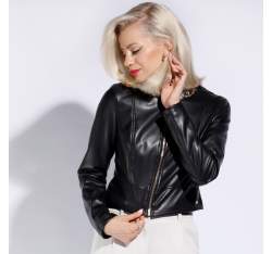 Geacă de piele pentru femei scurtă, negru, 96-9P-109-1-2XL, Fotografie 1