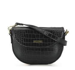 Geantă messenger de damă cu motiv de piele de crocodil, negru, 93-4Y-218-1, Fotografie 1