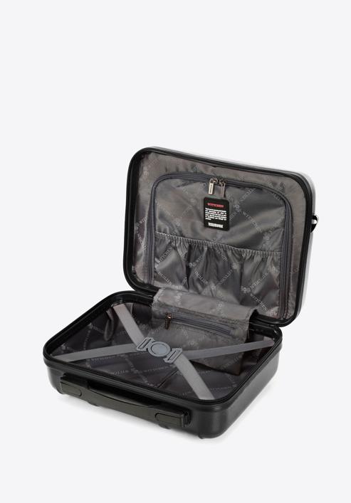 Geantă pentru cosmetice de călătorie din policarbonat cu relief vertical, negru, 56-3P-714-85, Fotografie 3