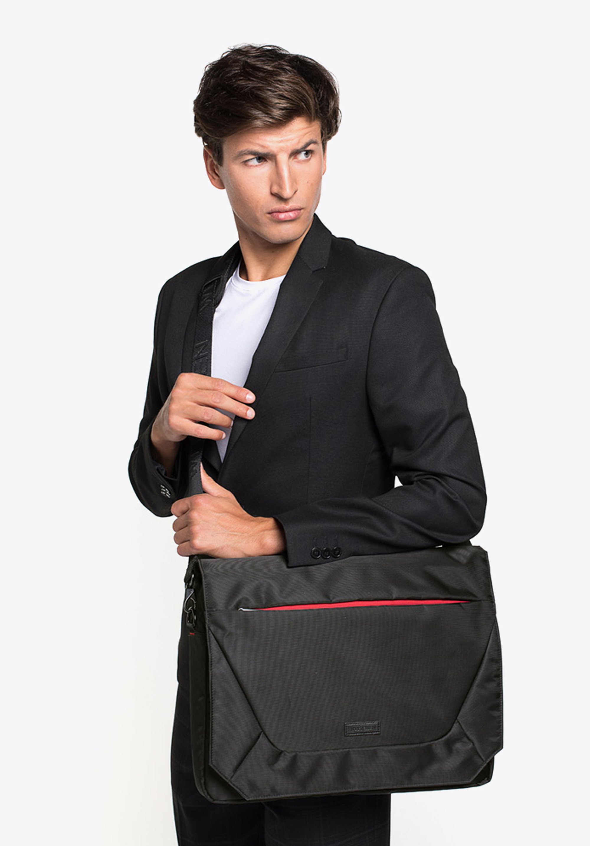Geantă pentru laptop 15,6″ cu fermoar color, negru, 91-3P-701-12, Fotografie 1