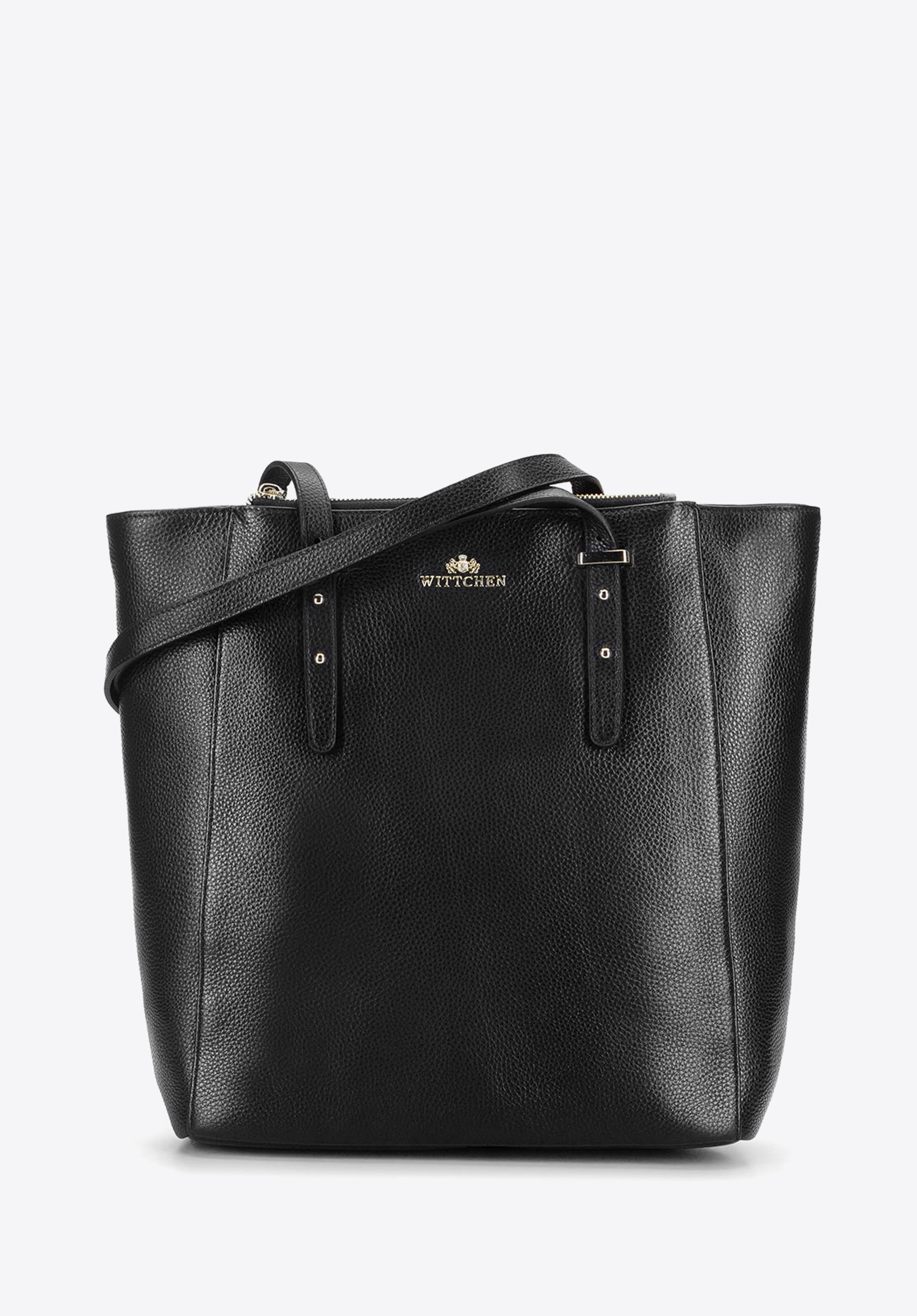 Geantă shopper din piele cu buzunare ascunse, negru, 92-4E-643-1, Fotografie 1