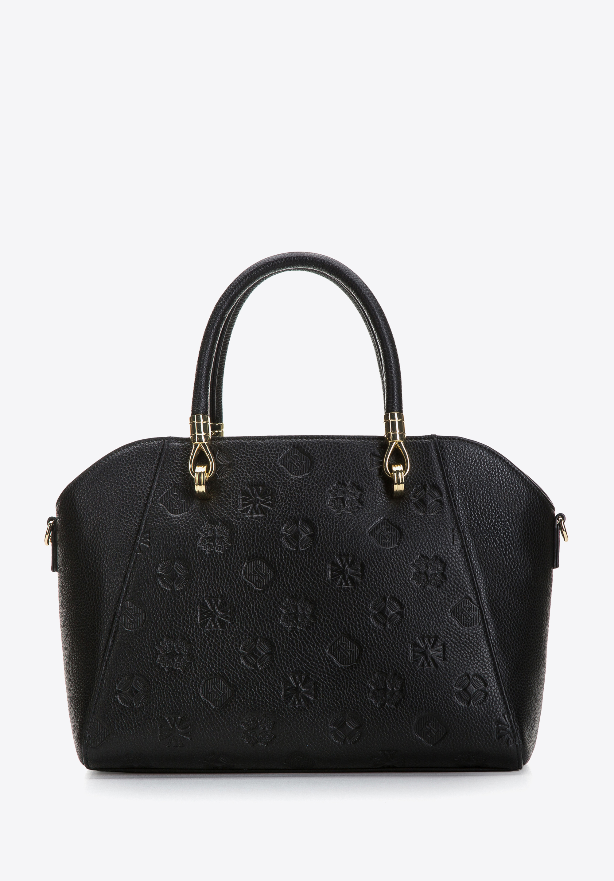 Geantă tote cu monogramă din piele, negru, 97-4E-625-1, Fotografie 1