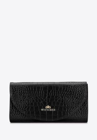 Geantă clutch minimalistă din piele croco, negru, 92-4E-659-1C, Fotografie 1