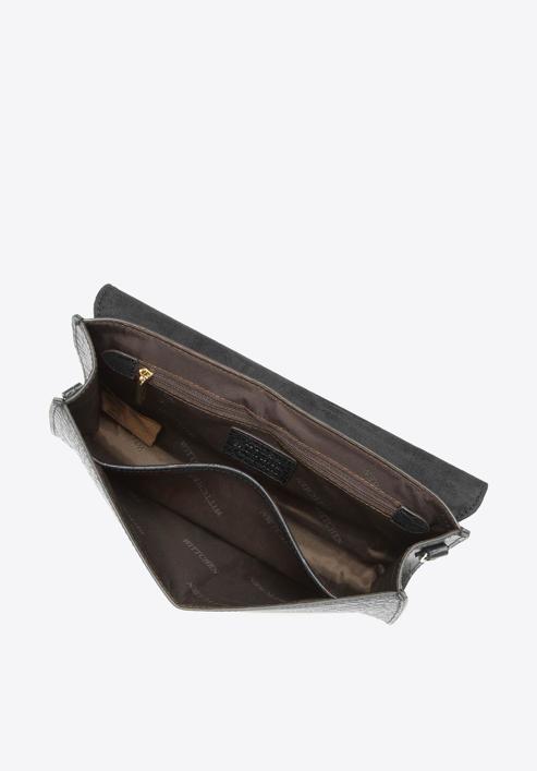 Geantă clutch minimalistă din piele croco, negru, 92-4E-659-3C, Fotografie 3