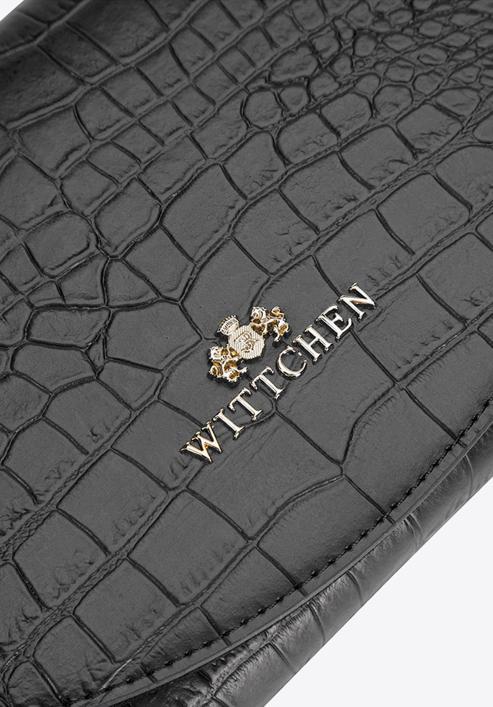 Geantă clutch minimalistă din piele croco, negru, 92-4E-659-3C, Fotografie 5