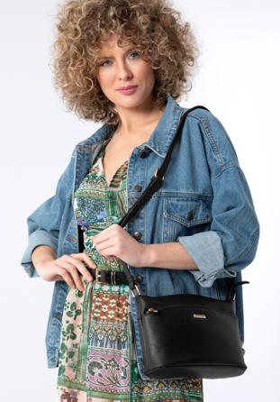 Geantă crossbody de damă cu buzunar frontal, negru, 98-4Y-216-1, Fotografie 1