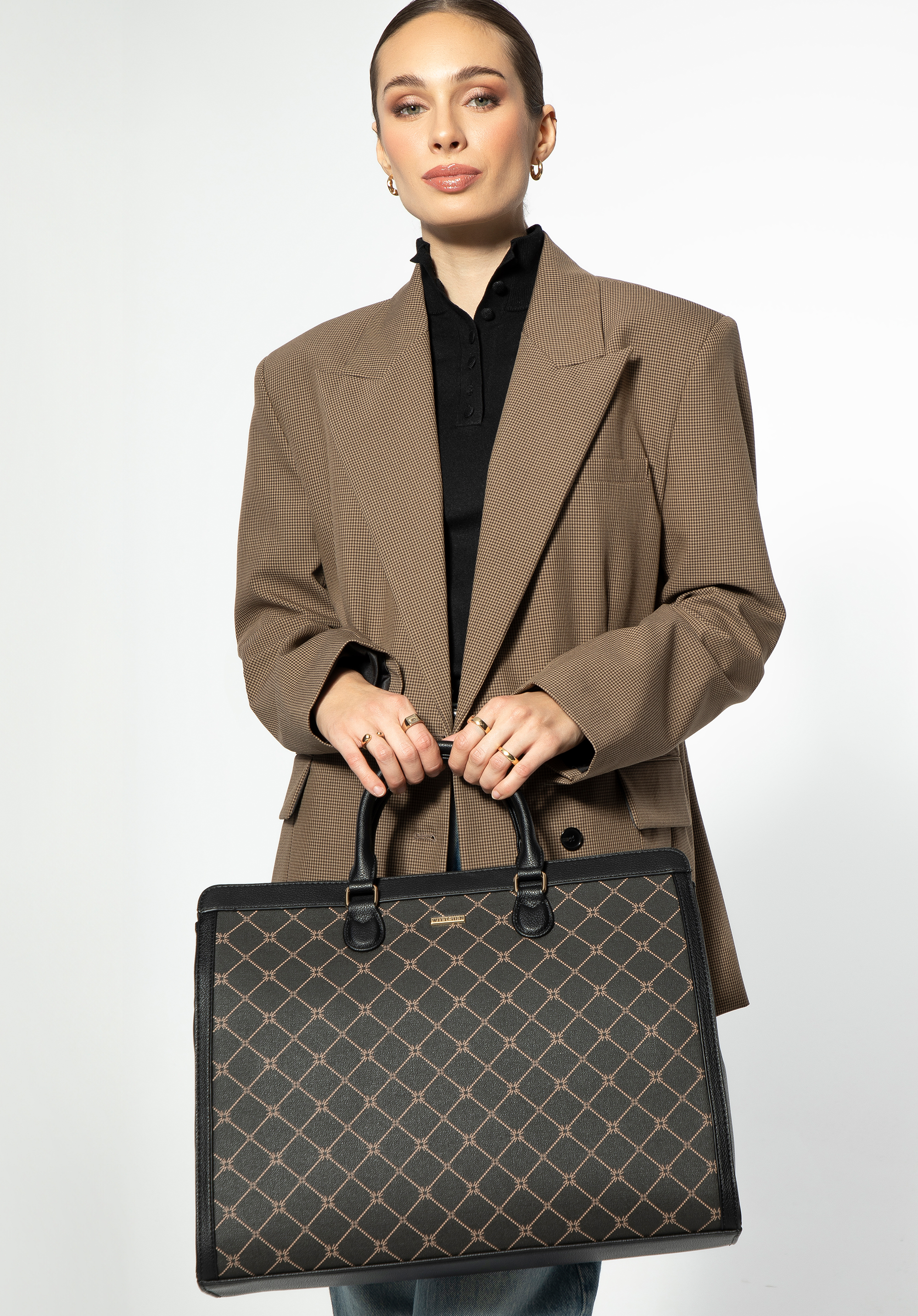 Geantă de cumpărături pentru femei cu husă pentru laptop, negru, 99-4Y-500-1, Fotografie 1