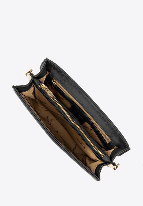 Geantă de damă de tip poștaș din piele ecologică cu două compartimente, negru, 95-4Y-053-F, Fotografie 3