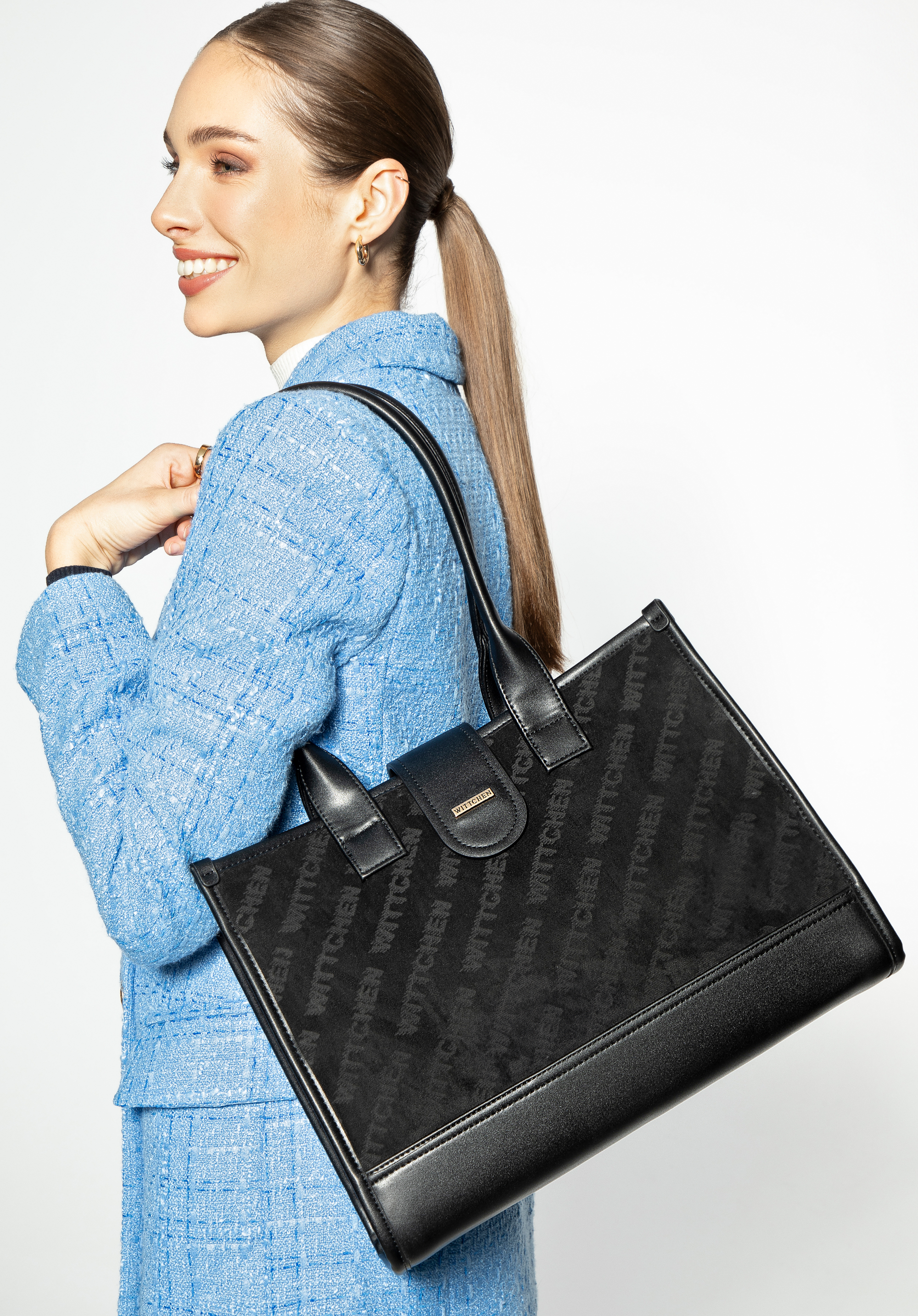 Geantă de umăr clasică cu material textil