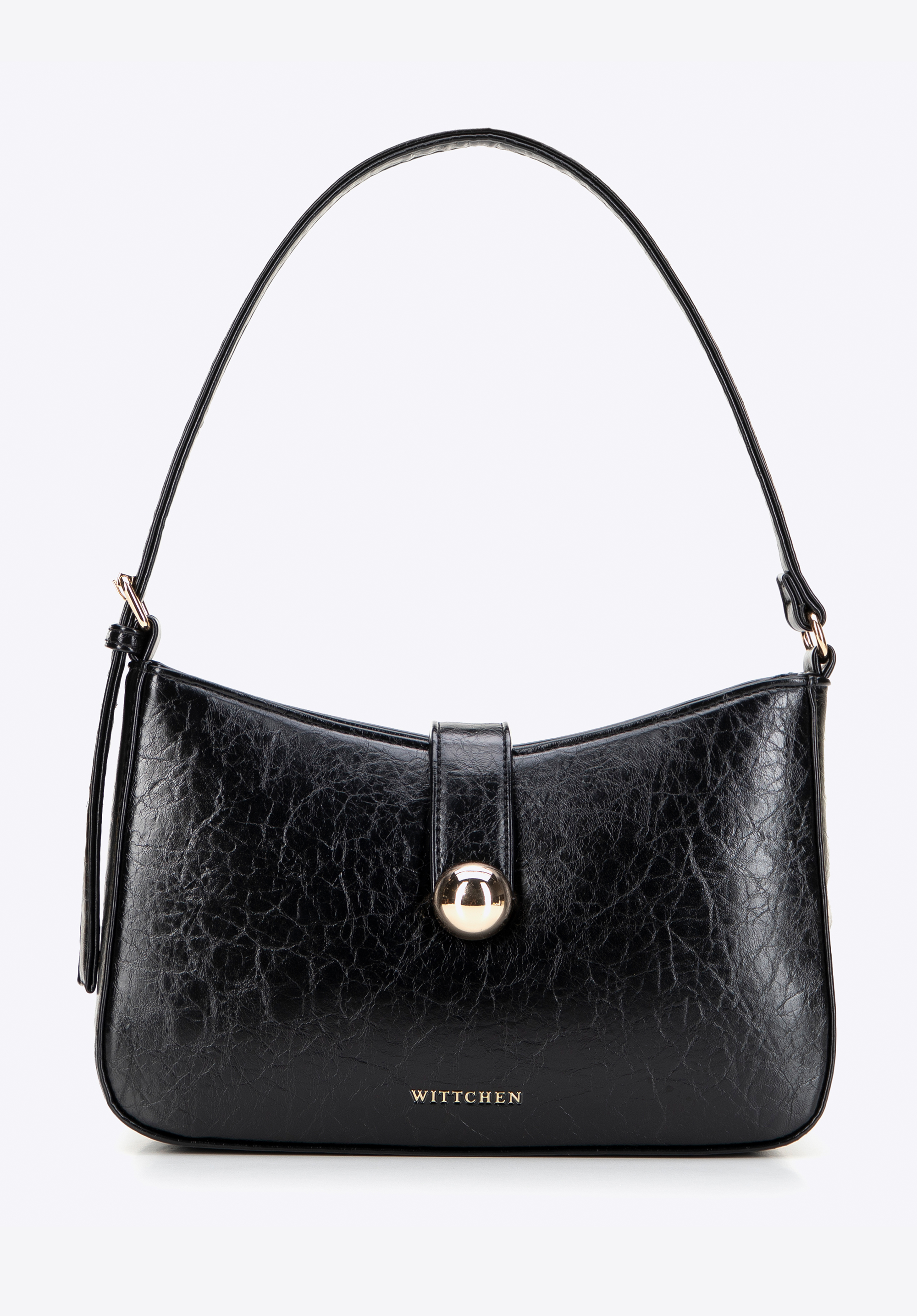 Geantă de umăr din piele ecologică pentru femei, negru, 101-4Y-417-9, Fotografie 1