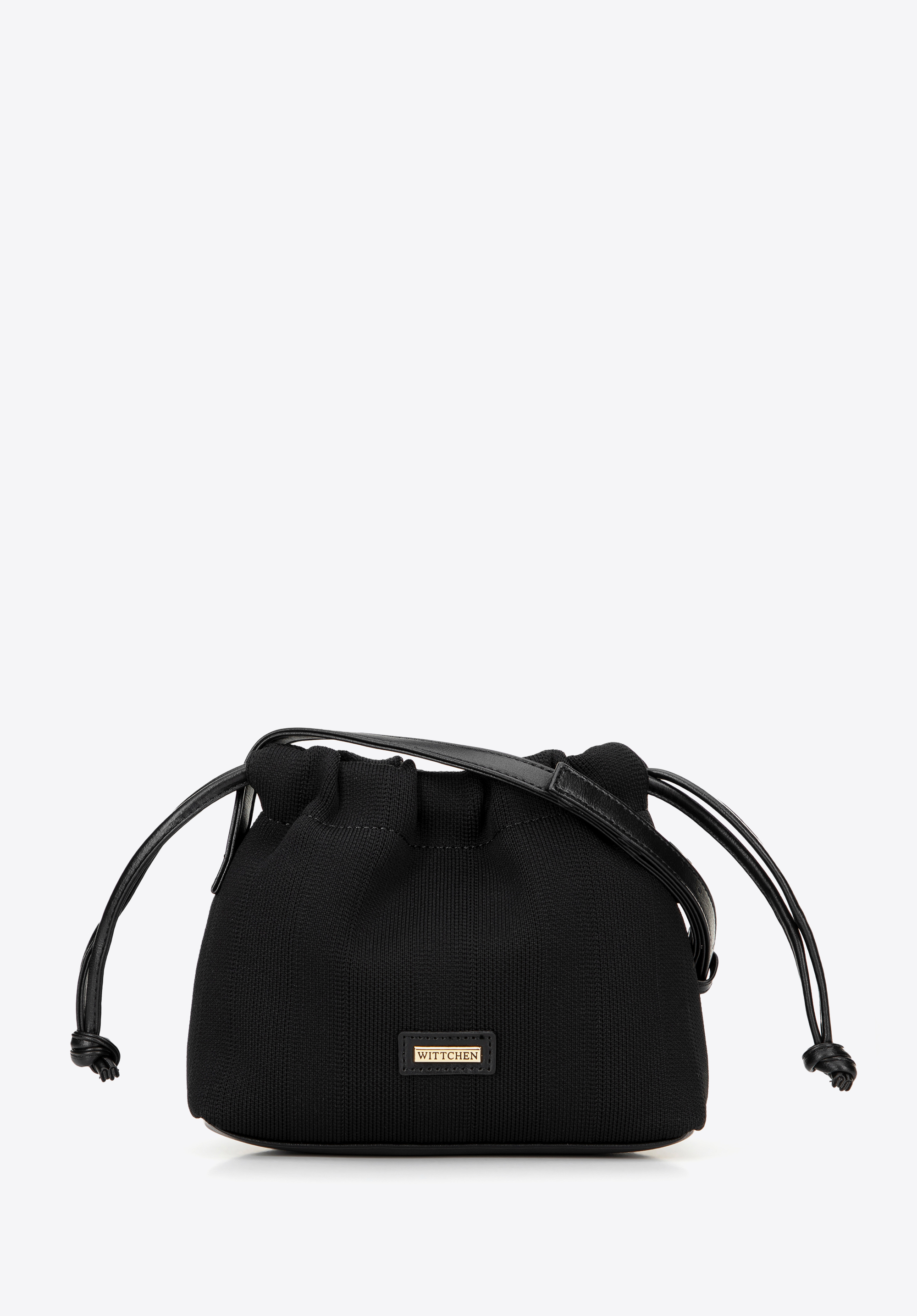 Geantă mică hobo de damă cu șnur, negru, 100-4Y-403-1, Fotografie 1