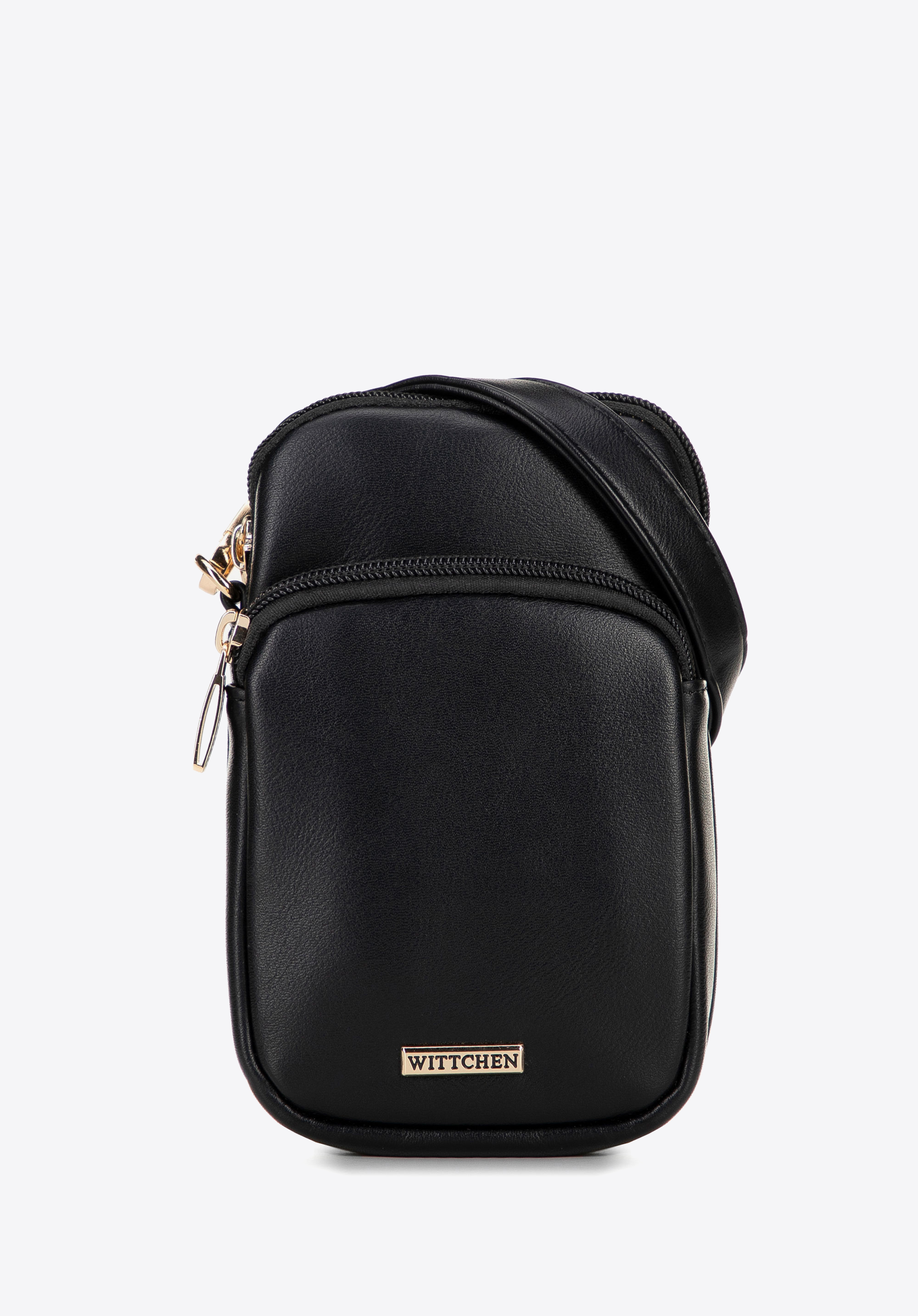 Geantă mini crossbody din piele ecologică, negru, 100-4Y-236-1, Fotografie 1