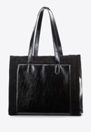 Geantă shopper cu garnitură din blană artificială, negru, 97-4Y-250-4, Fotografie 3