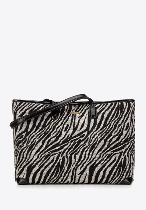 Geantă shopper de damă model zebra, negru, 98-4Y-007-X1, Fotografie 1