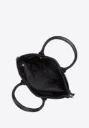 Geantă shopper din piele cu două compartimente și împletitură, negru, 94-4E-900-0, Fotografie 3