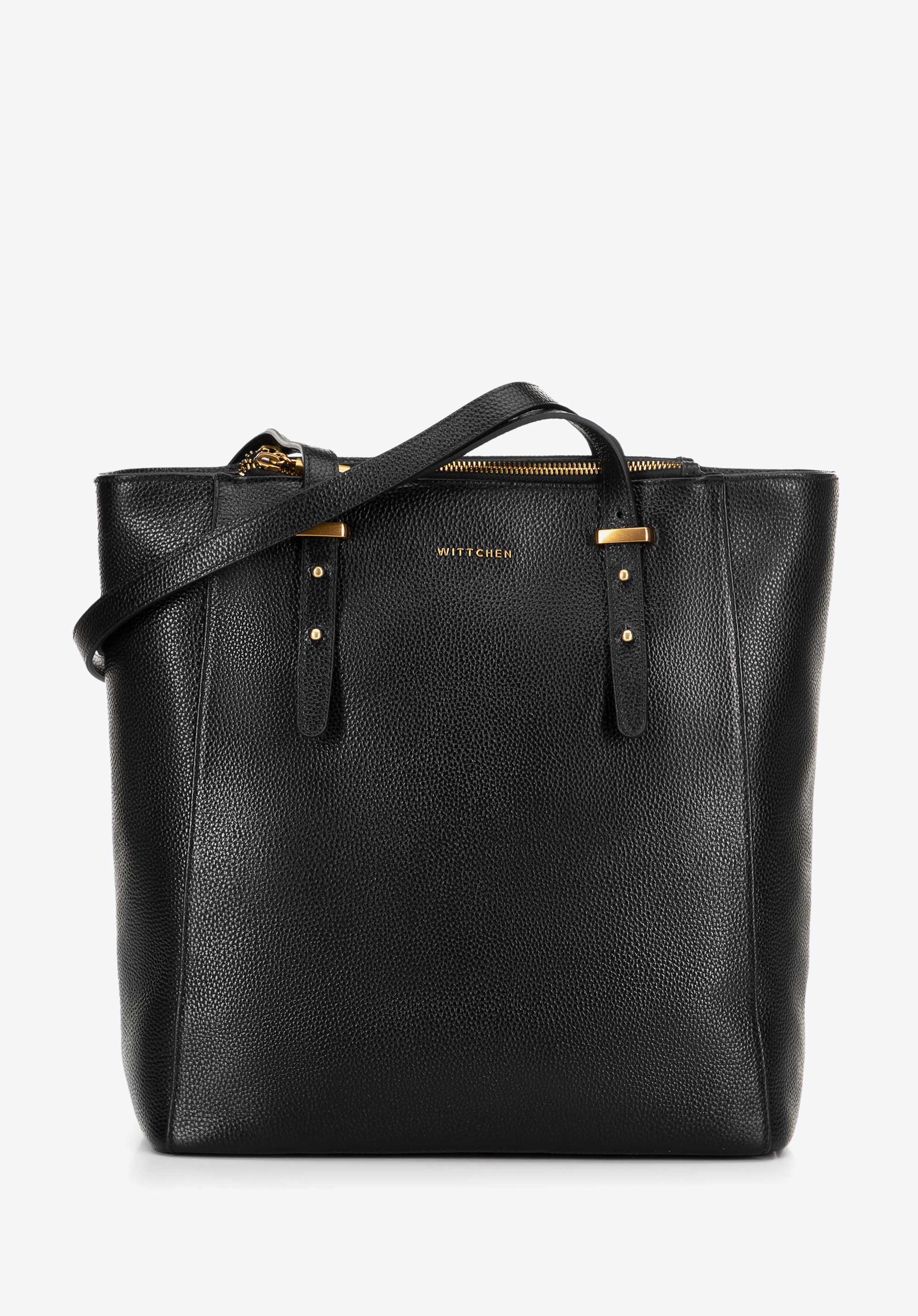 Geantă shopper înaltă din piele pentru femei, negru, 100-4E-630-1, Fotografie 1