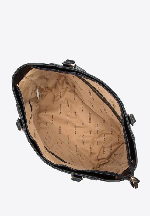 Geantă shopper matlasată din piele artificială, negru, 97-4Y-606-9, Fotografie 4