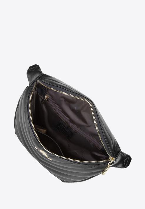 Geanta tip borsetă de damă din piele cu matlasare in diagonala, negru, 92-4E-656-7, Fotografie 3