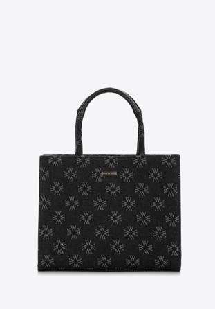 Geantă tote din denim cu monogram, negru, 97-4Y-214-1, Fotografie 1