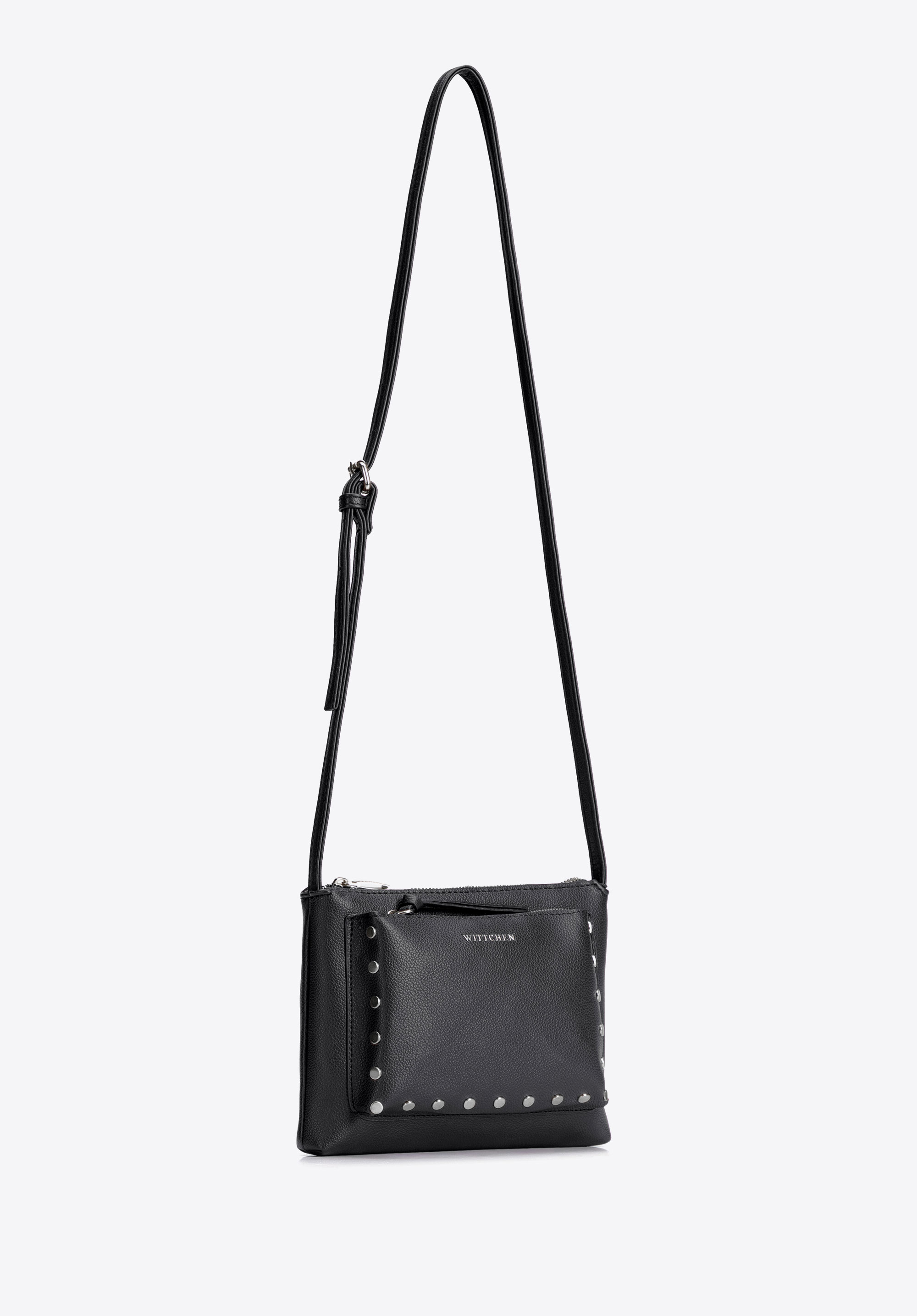 Geantă mică crossbody pentru femei cu ținte decorative, negru - grafit, 104-4Y-505-11, Fotografie 1