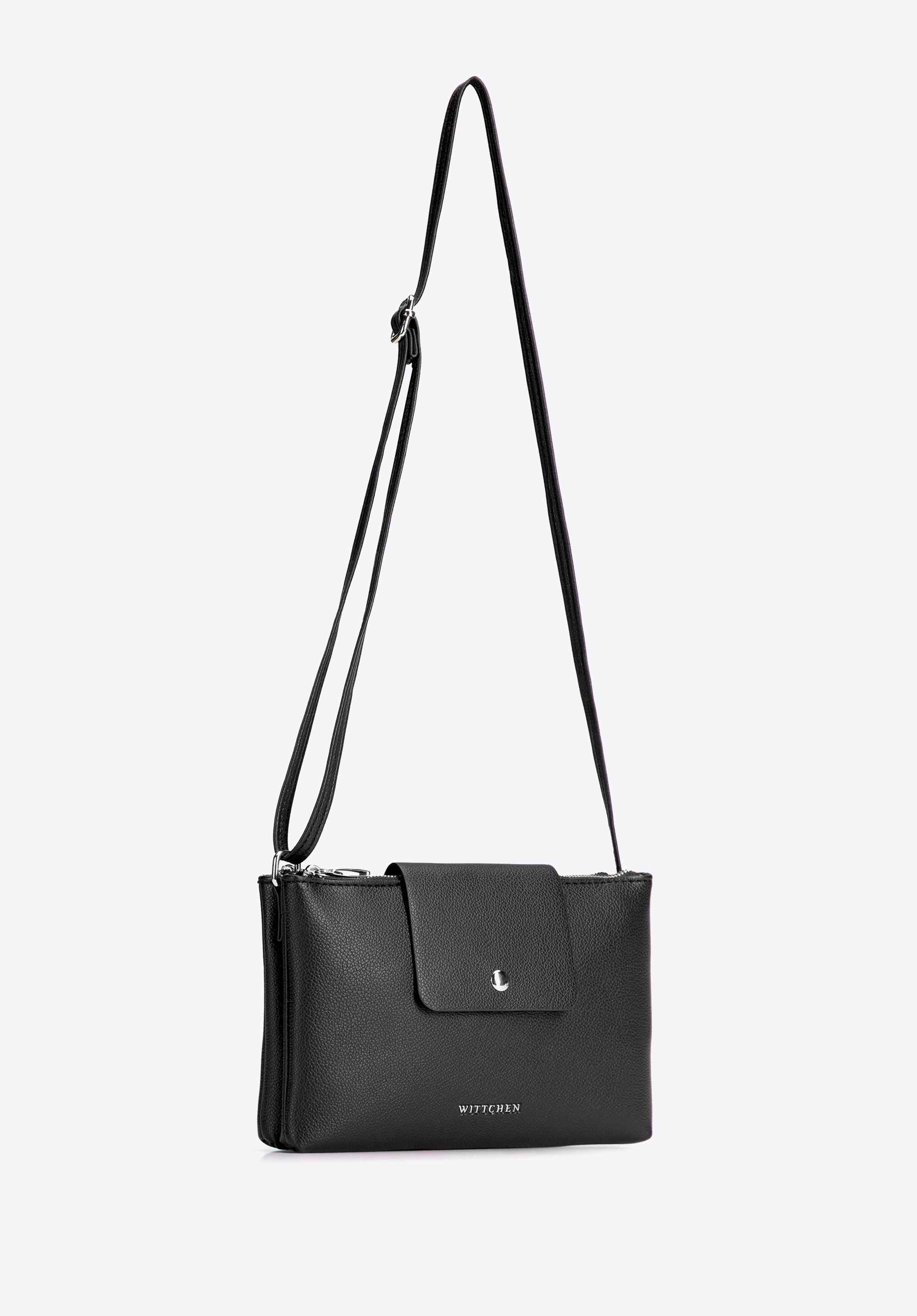 Geantă mică de damă tip crossbody cu două compartimente, negru - grafit, 104-4Y-506-11, Fotografie 1
