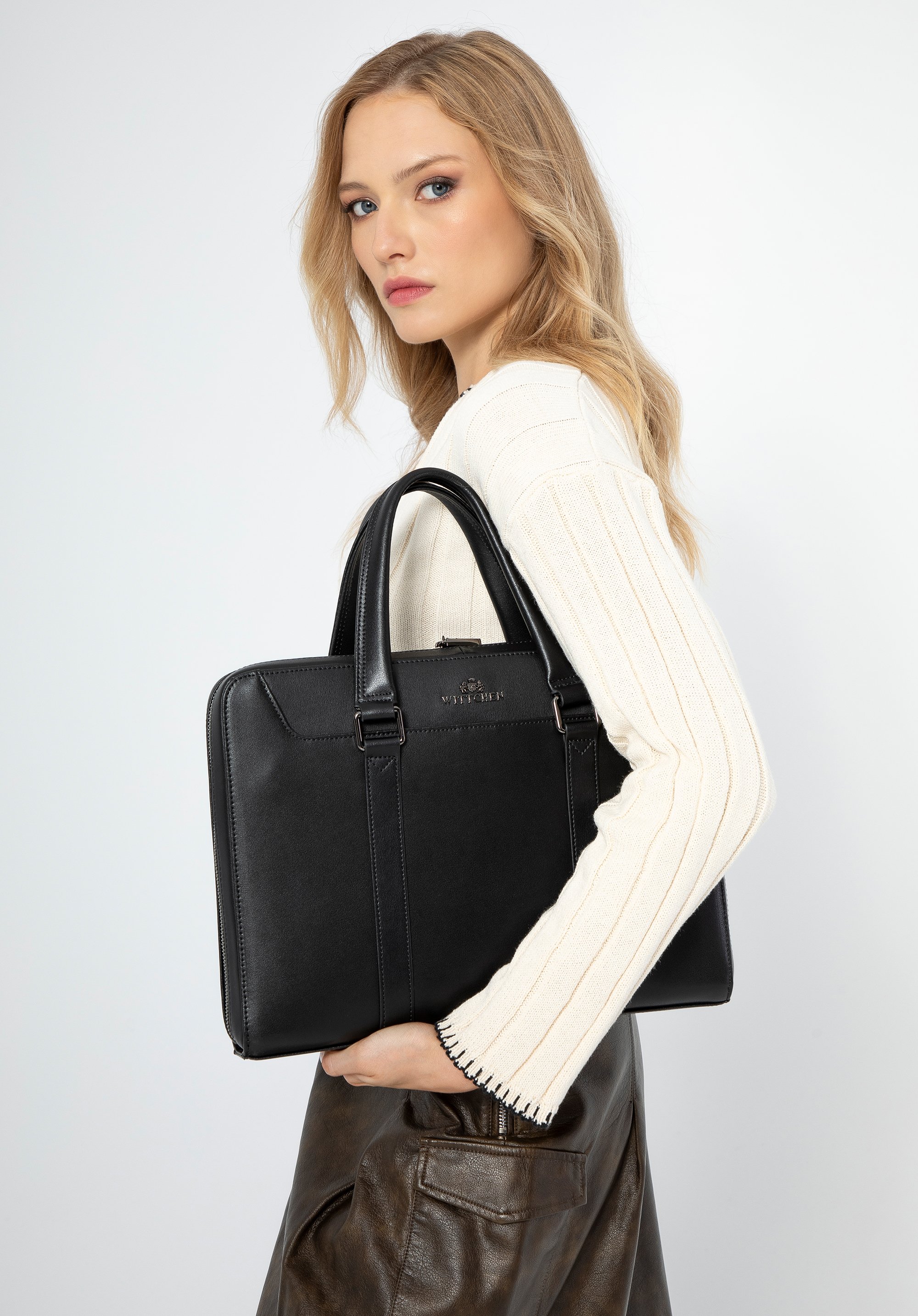 Geantă laptop din piele de 13,3, negru - grafit, 99-4E-610-G1, Fotografie 1