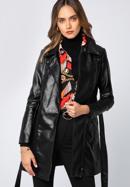 Jachetă din piele artificială pentru femei cu curea, negru - grafit, 97-9P-101-3-2XL, Fotografie 4